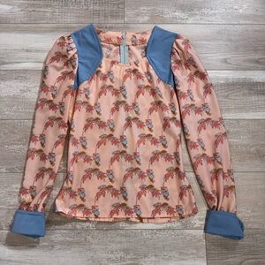 Vintage Womens Pink Blue 70s Handmade Top Sz XS/Small Retro